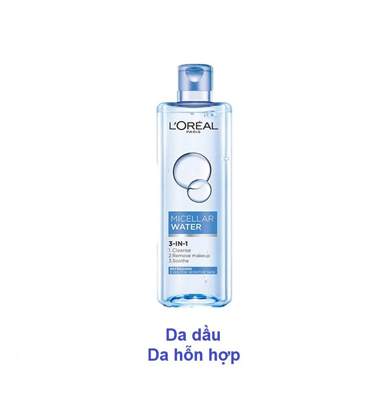 Nước Tẩy Trang Cho Da Dầu Và Hỗn Hợp 3 In 1 L'Oreal Micellar Water Refreshing 400ml