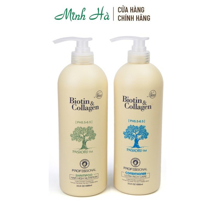 Bộ đôi dầu gội & dầu xả Biotin Collagen Professional Ph 5.5 – 6.5 giúp ngăn rụng tóc 1000ml