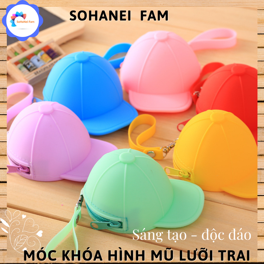 [HCM ]Móc Khóa Bóp Chìa Khóa Đựng Tiền Thẻ Xe... Móc Khóa Nón Mũ Lưỡi Trai Nhiều Màu Xinh Xắn -SOHANEI FAM