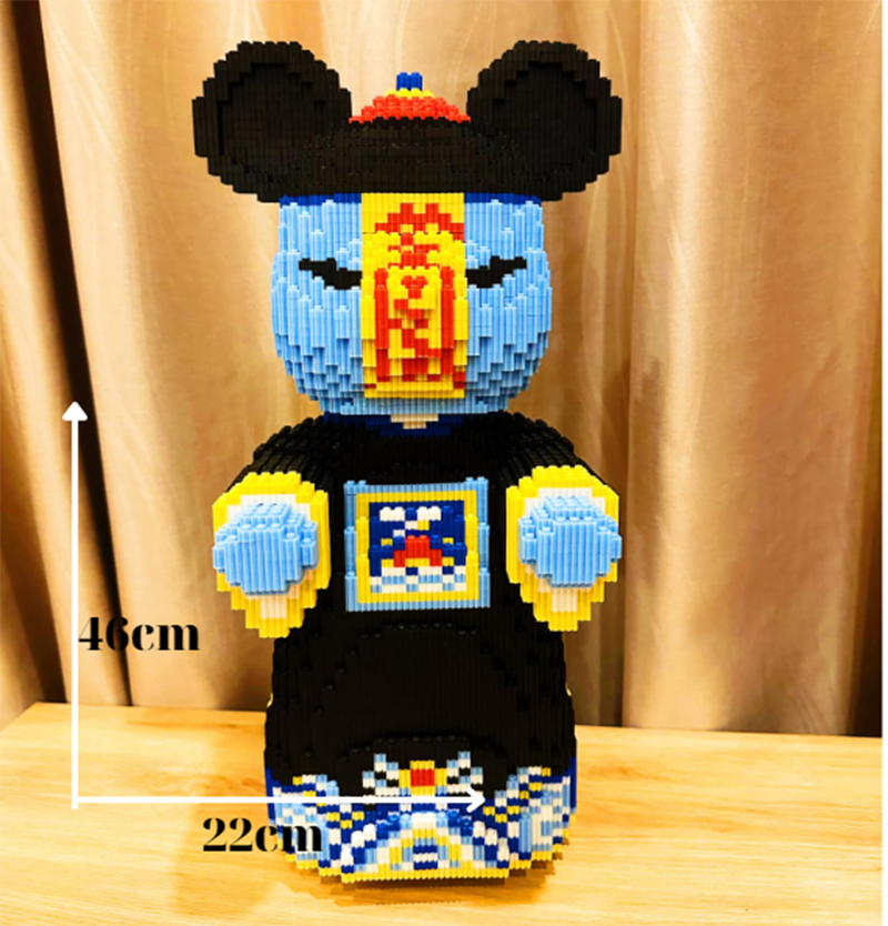 Mô hình lắp ráp xếp hình gấu bearbrick cỡ lớn 45cm 47cm 50cm 55cm tặng búa và đèn