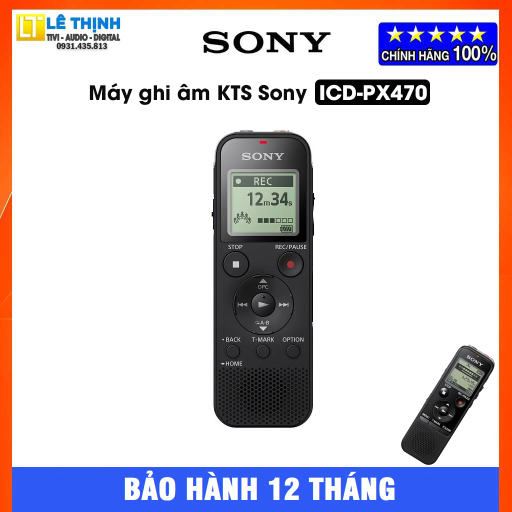 Máy ghi âm kts sony icd-px470 | bộ nhớ trong 4gb - hỗ trợ thẻ nhớ ngoài - hàng nhập khẩu - bảo hành 12 tháng