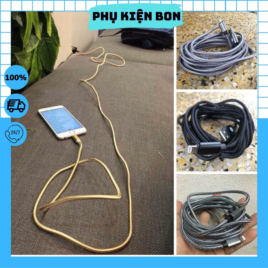 Cáp sạc bọc dù-micro- type c 3m siêu bền-tiện lợi