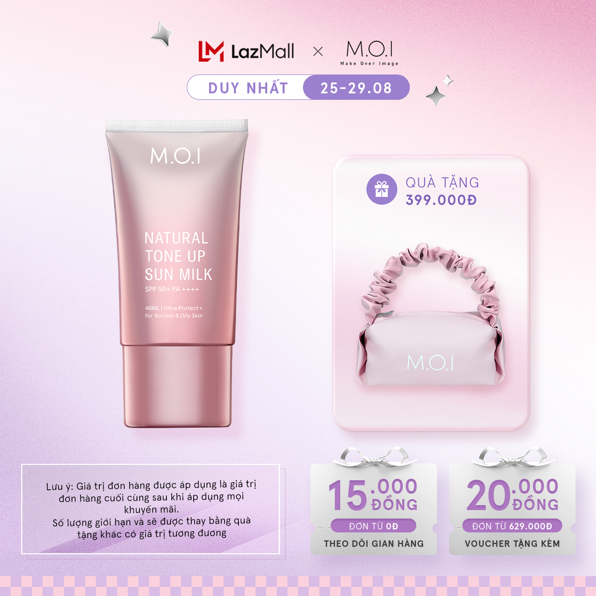 Kem chống nắng nâng tông m.o.i natural tone up sun milk 40ml