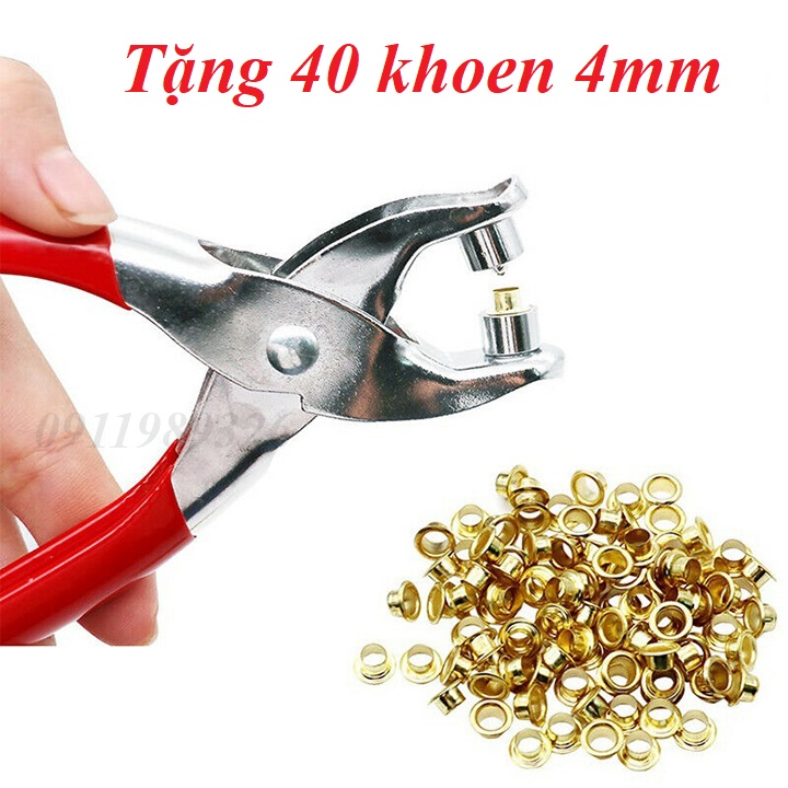 Kìm bấm khoen bấm khuy ore tặng 40 cái khoen 4mm