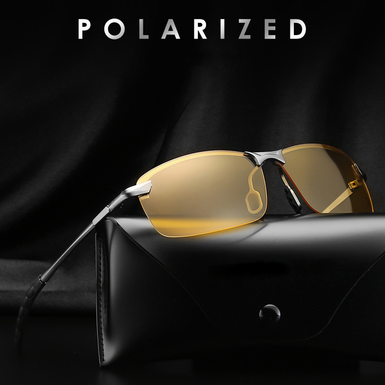 Kính nam đi đêm chuyên dụng gọng kim loại RB3043, siêu nhẹ, chống lóa đèn xe hiệu quả - có hộp