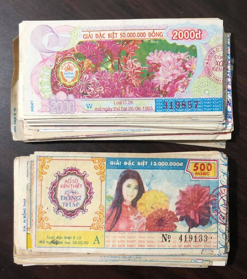 Tờ vé số 199x tỉnh Đồng Tháp sưu tầm