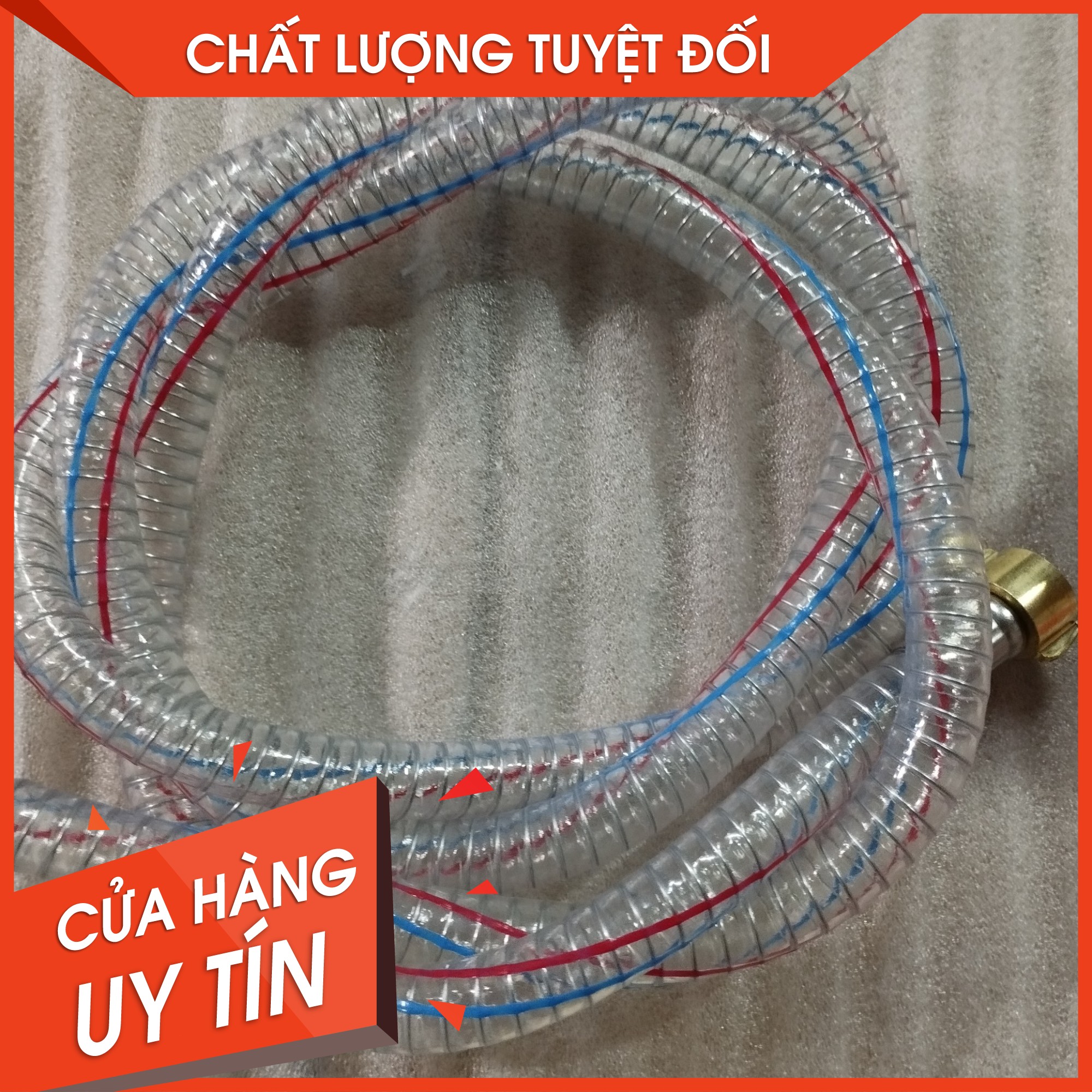 Dây hút nước 2.1M có lò xo máy rửa xe 1HP,  2HP ty  22 30  phi ống 22mm chống gập lõi thép xit thuoc tưới cây