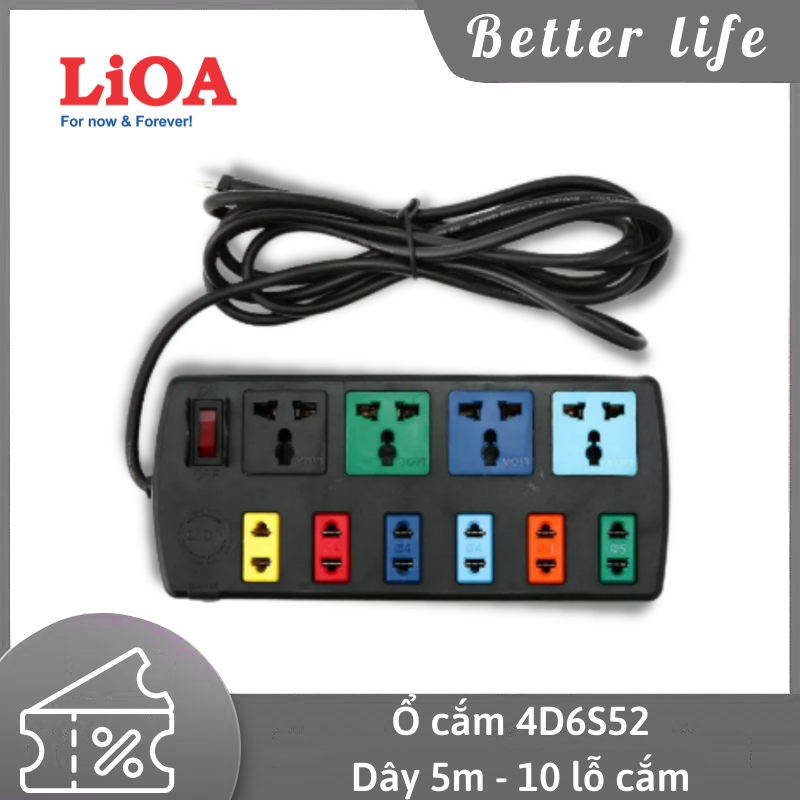 Ổ cắm có dây - Ổ điện an toàn - Ổ cắm điện đa năng - Ổ cắm điện Lioa ( 4 - 6 - 10 ổ cắm ) dây 5m và 3m Lioa - Betterlife