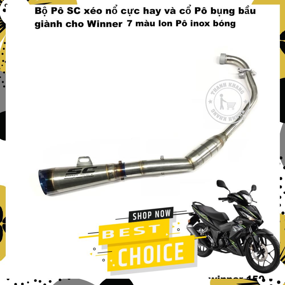 [HCM]Bộ pô SC xéo nổ cực hay và cổ pô bụng bầu inox 7 màu dành cho xe Winner Thanh Khang 006001318 006001311