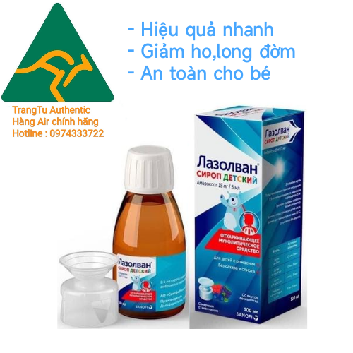 Siro ho Nga Lazolvan 100ml,giảm ho long đờm an toàn hiệu quả cho bé