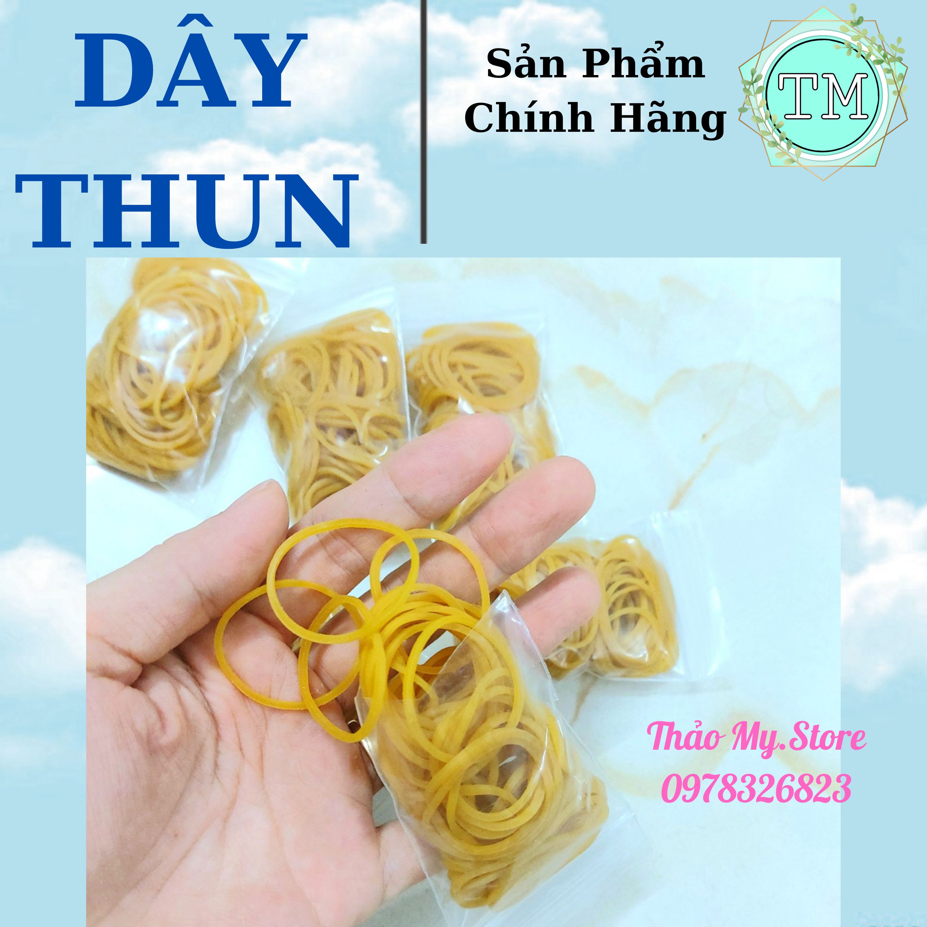 Thun cột tóc cao su vàng bịch nhỏ 13g