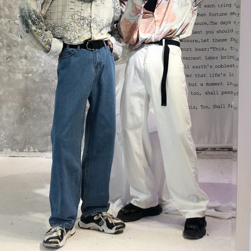 [HCM]Quần Baggy Nam Ống Rộng - 2 Màu trắng xanh phong cách