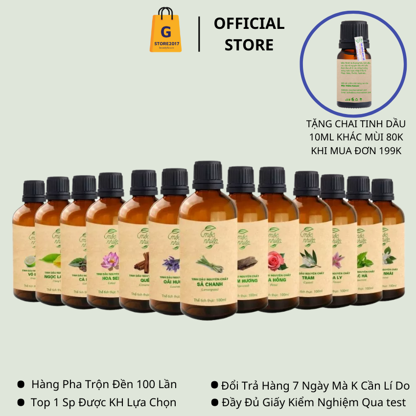Tinh Dầu Thơm Phòng Cao Cấp Mộc Nhiên Chính Hãng Chai Lớn 100ml Tinh Dầu Nguyên Chất Xông Thơm Phòng Ngủ Khuếch Tán Đuổi Muỗi Khử Mùi Hôi Xe Ô Tô Dùng Cho Các Loại Máy Xông Tinh Dầu