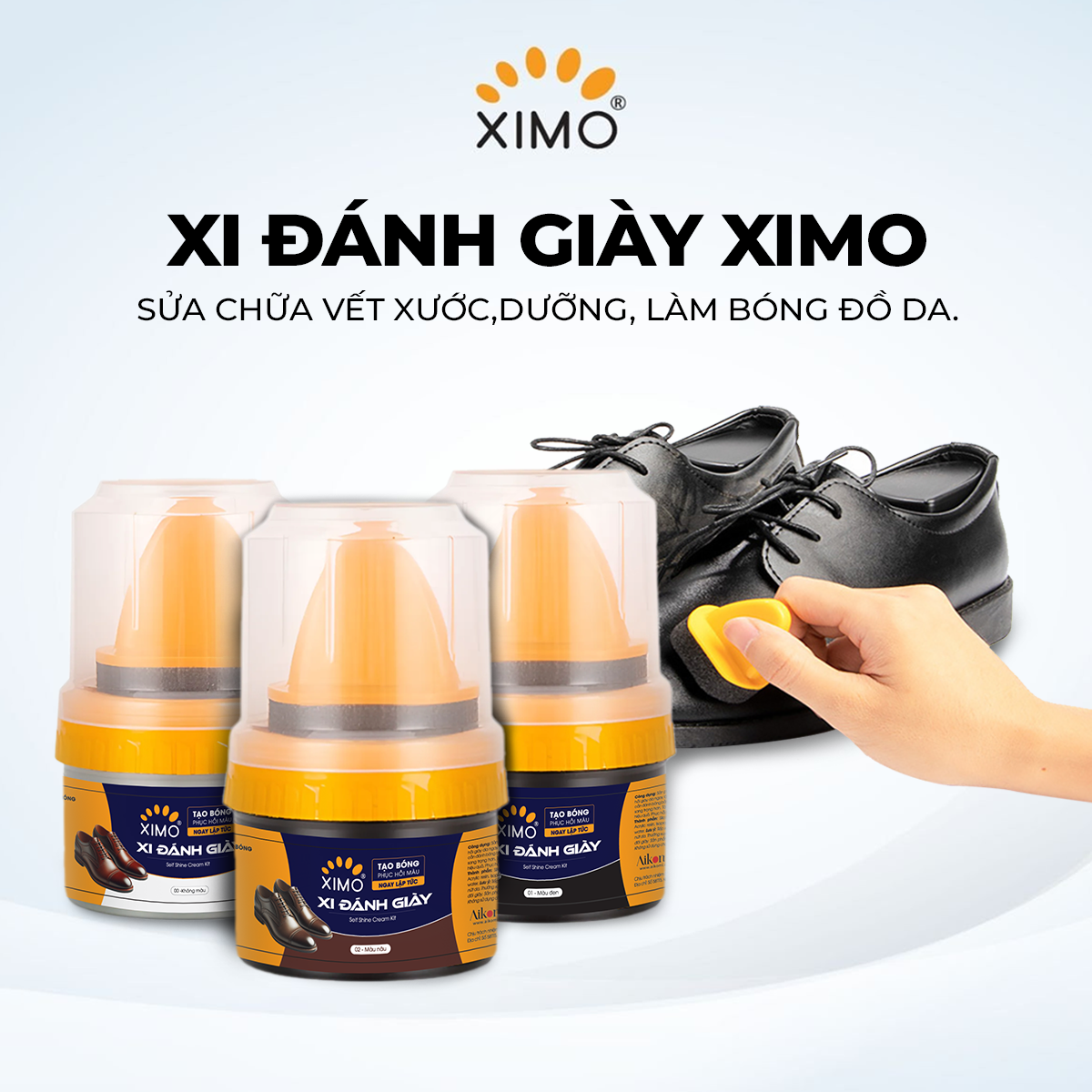Xi mút đánh giày, đánh bóng đồ da, dưỡng ẩm bổ sung màu, tạo độ bóng cho da XIMO