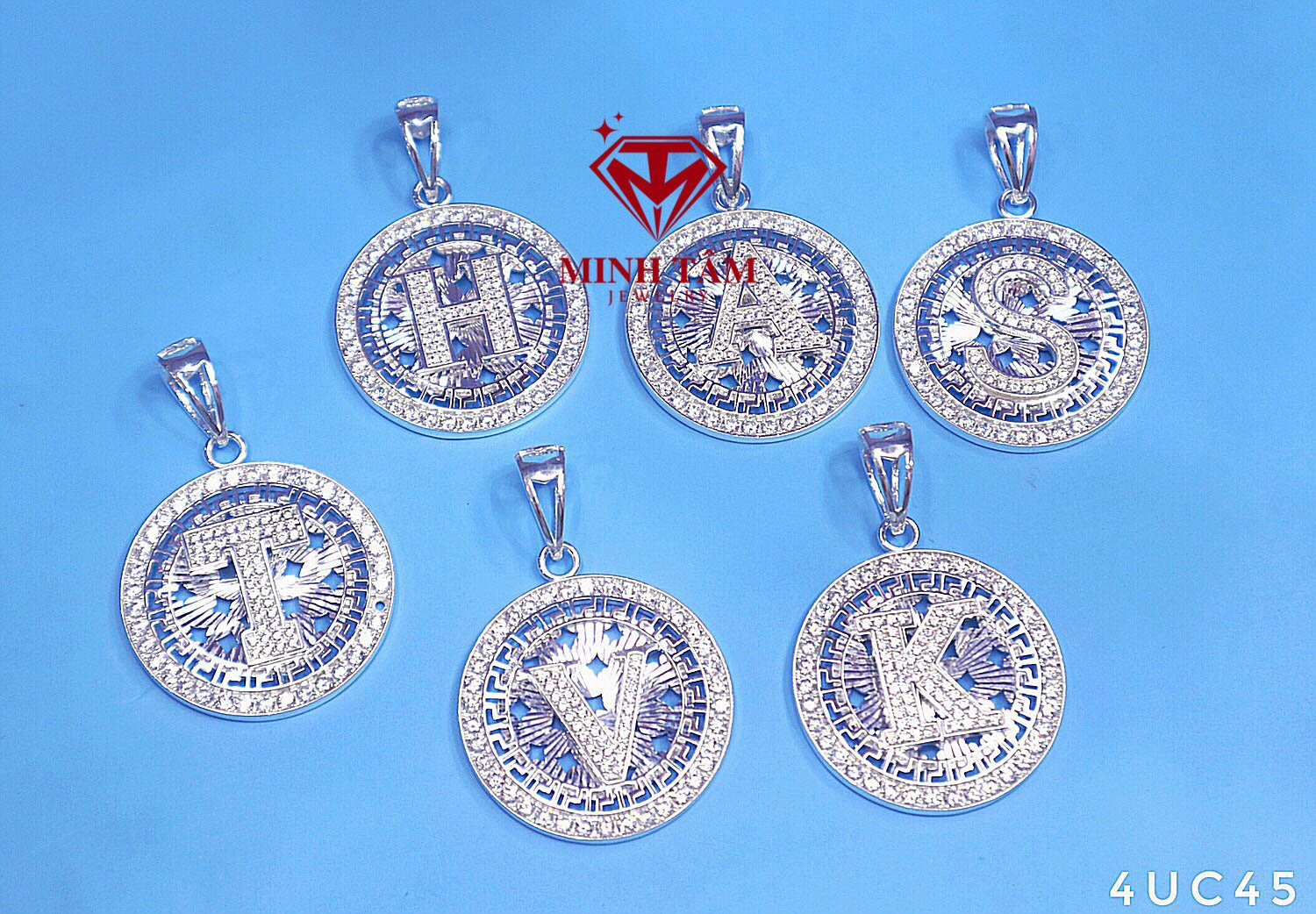 Mặt dây chuyền chữ cái bạc ta cho nam-Minh Tâm Jewelry