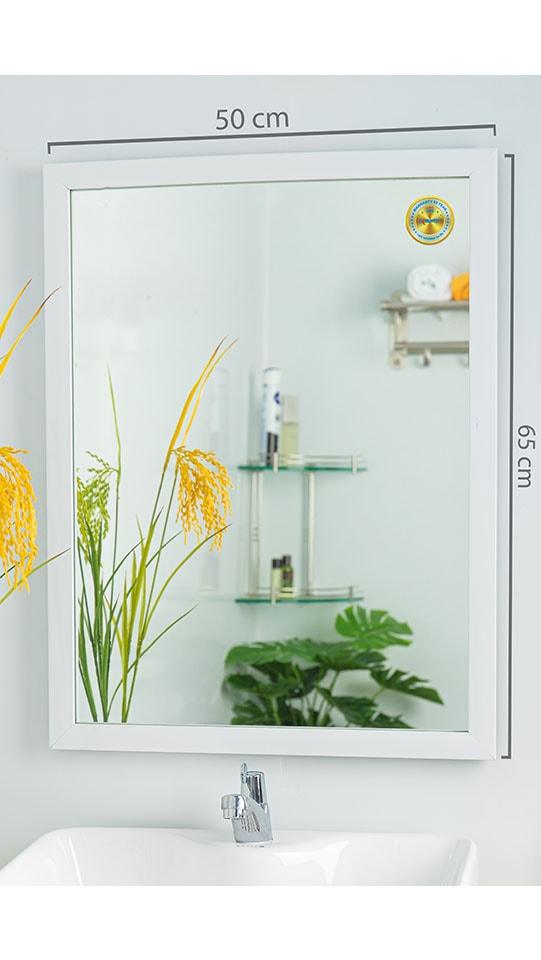 [HCM]Gương soi KIBATH khung màu trắng trơn bảng 3 phân