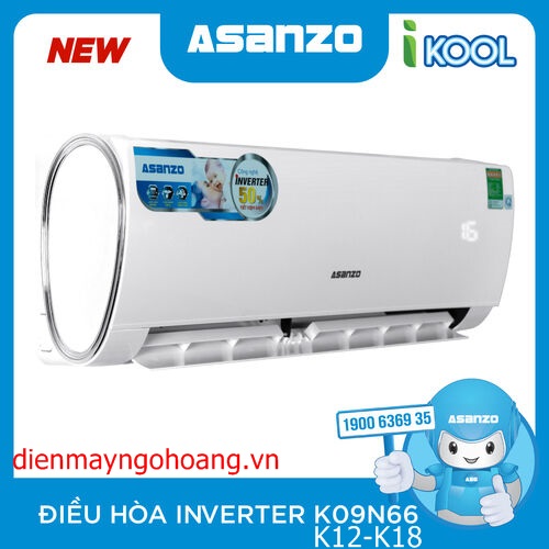 [FreeshipMAX] [Trả góp 0%]Máy lạnh Asanzo Inverter 1.5 HP K12N66 ( Giao hàng miễn phí Tphcm - Ngoại tĩnh coa tính phí)