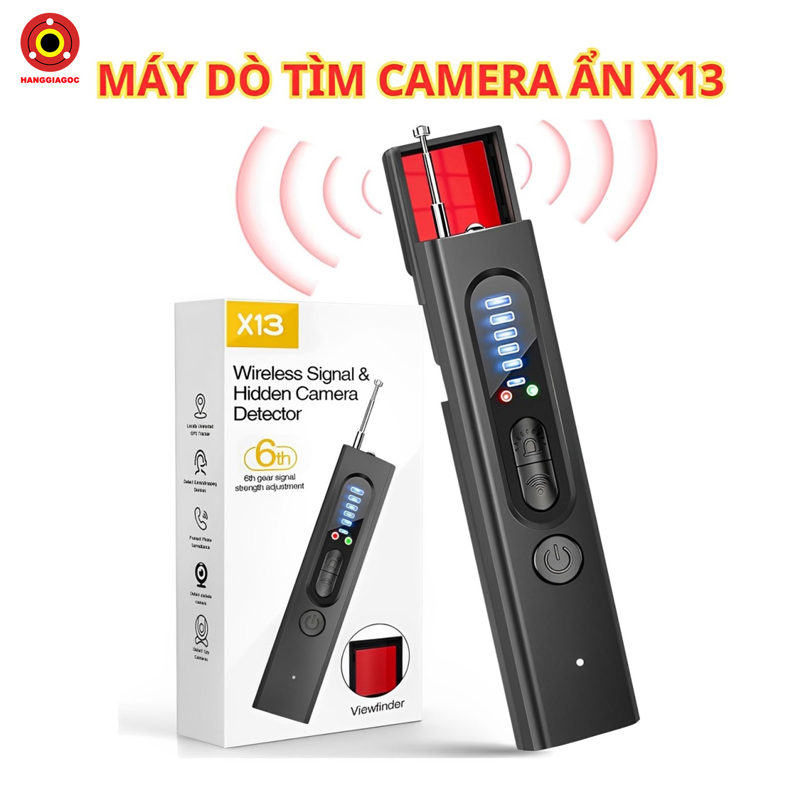Máy Dò Camera Ẩn X13 - Phát Hiện Thiết Bị Nghe Lén Ghi Âm, Máy Định Vị Theo Dõi GPS, Độ Nhạy Cao, Chính Xác