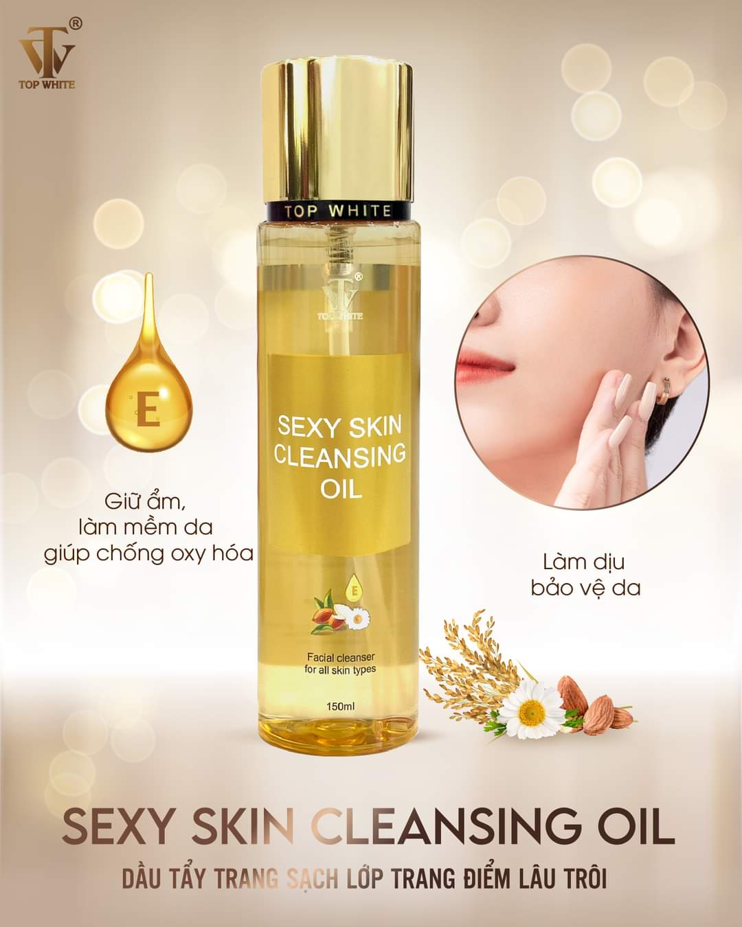 Dầu tẩy trang Top White Cleansing Oil làm sạch sâu và làm mềm mịn da