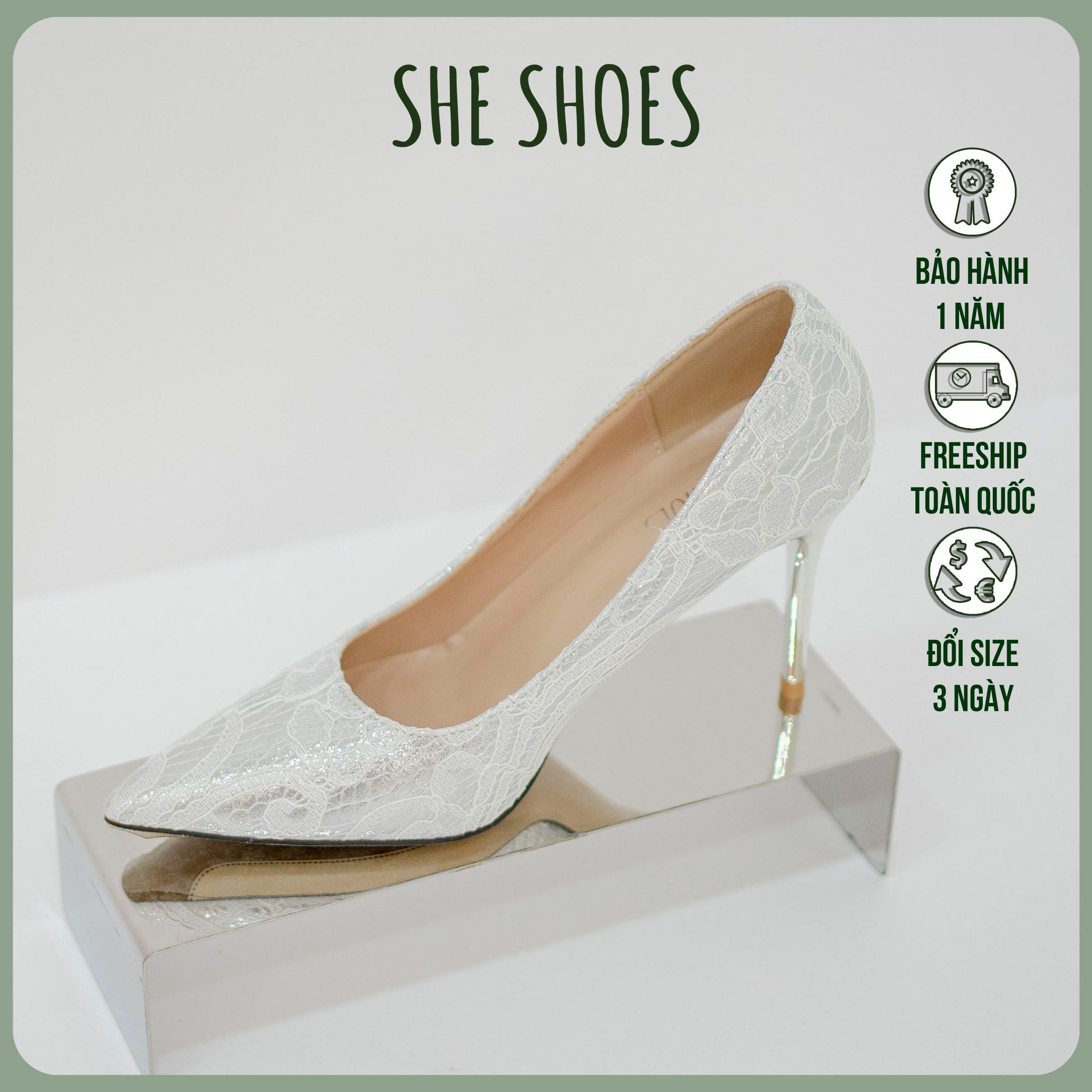 Giày cưới ren -giày cưới cô dâu cao cấp, độc quyền she shoes - gc07010