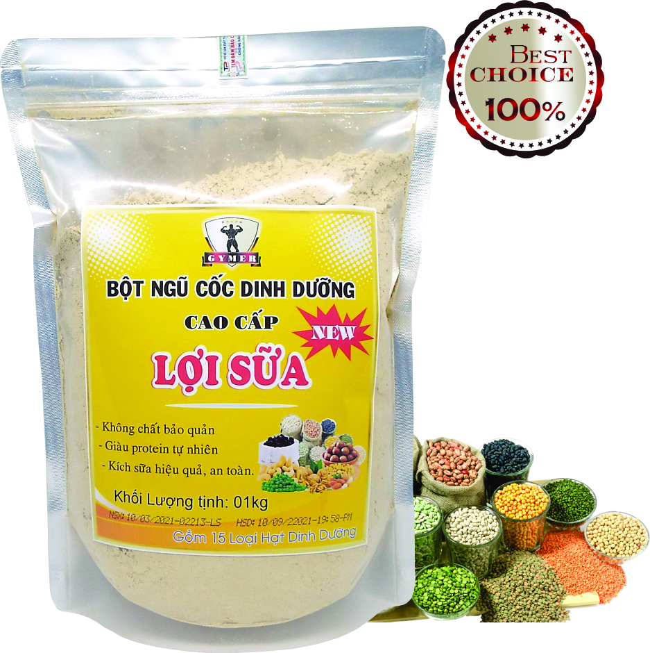 Bột ngũ côc lợi sữa túi 01 kg - gồm 15 loại hạt, cam kết sữa về ướt áo