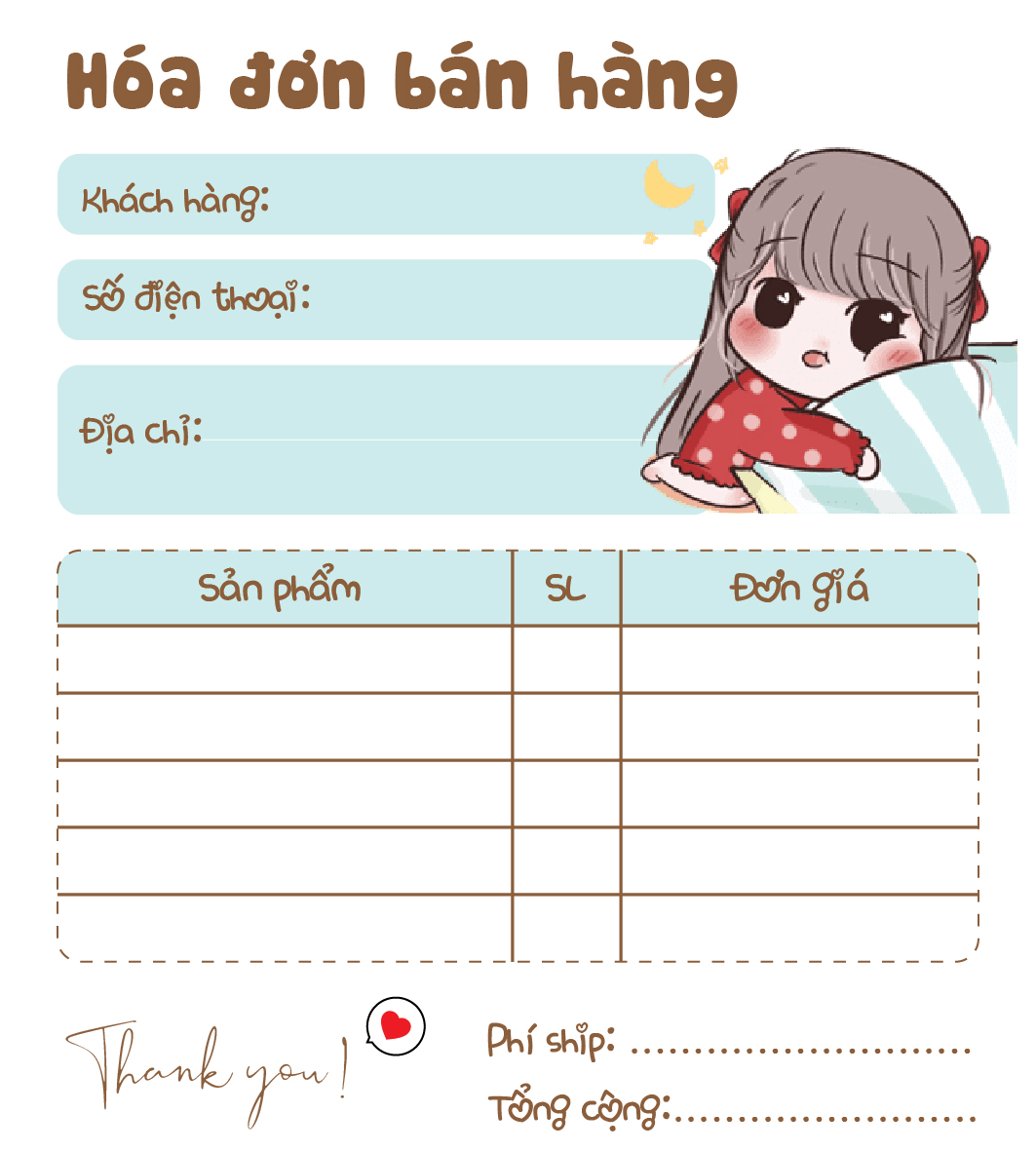 [ Hàng Sẵn ] Hóa Đơn Bán Hàng Mini 1 Liên Chuppy Cute