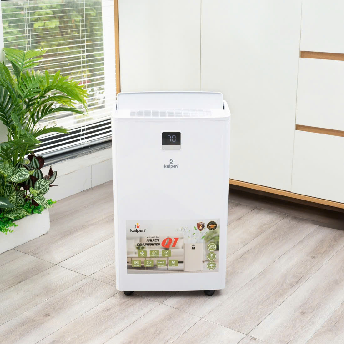 Máy hút ẩm kèm lọc không khí Kalpen Q1 dung tích hút 25L- công suất 440w- chuẩn chính hãng BH 2 NĂM