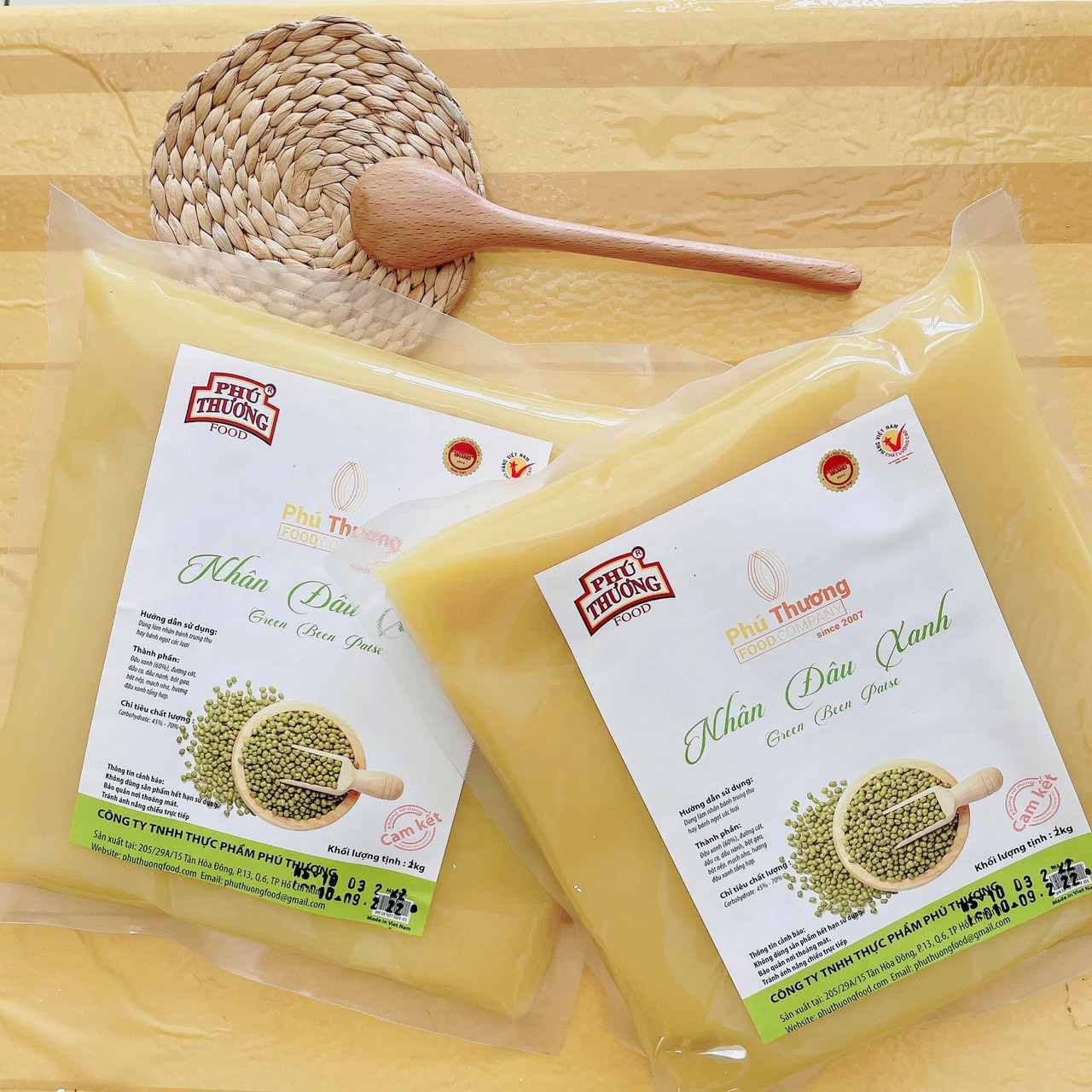 Nhân đậu xanh Phú Thương gói 2kg làm bánh trung thu, bánh ngọt