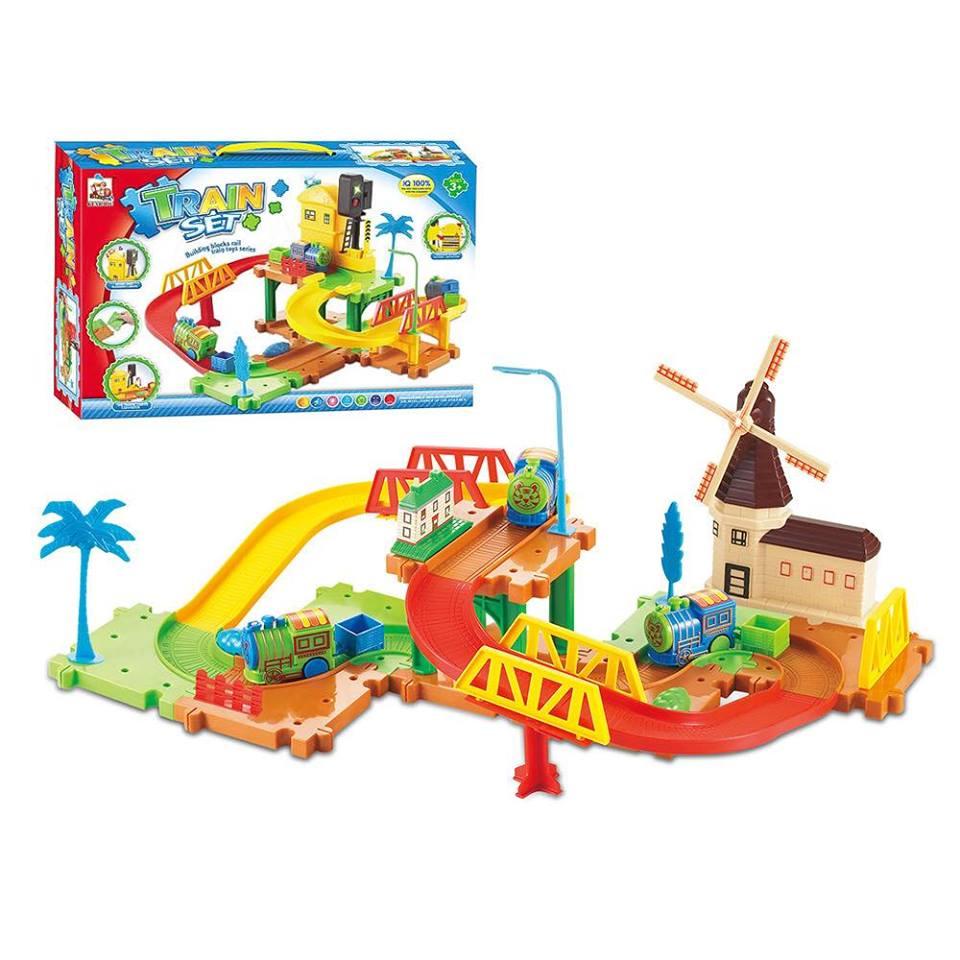 Bộ đồ chơi lắp ráp mô hình đường ray xe lửa cối xay gió 533-26