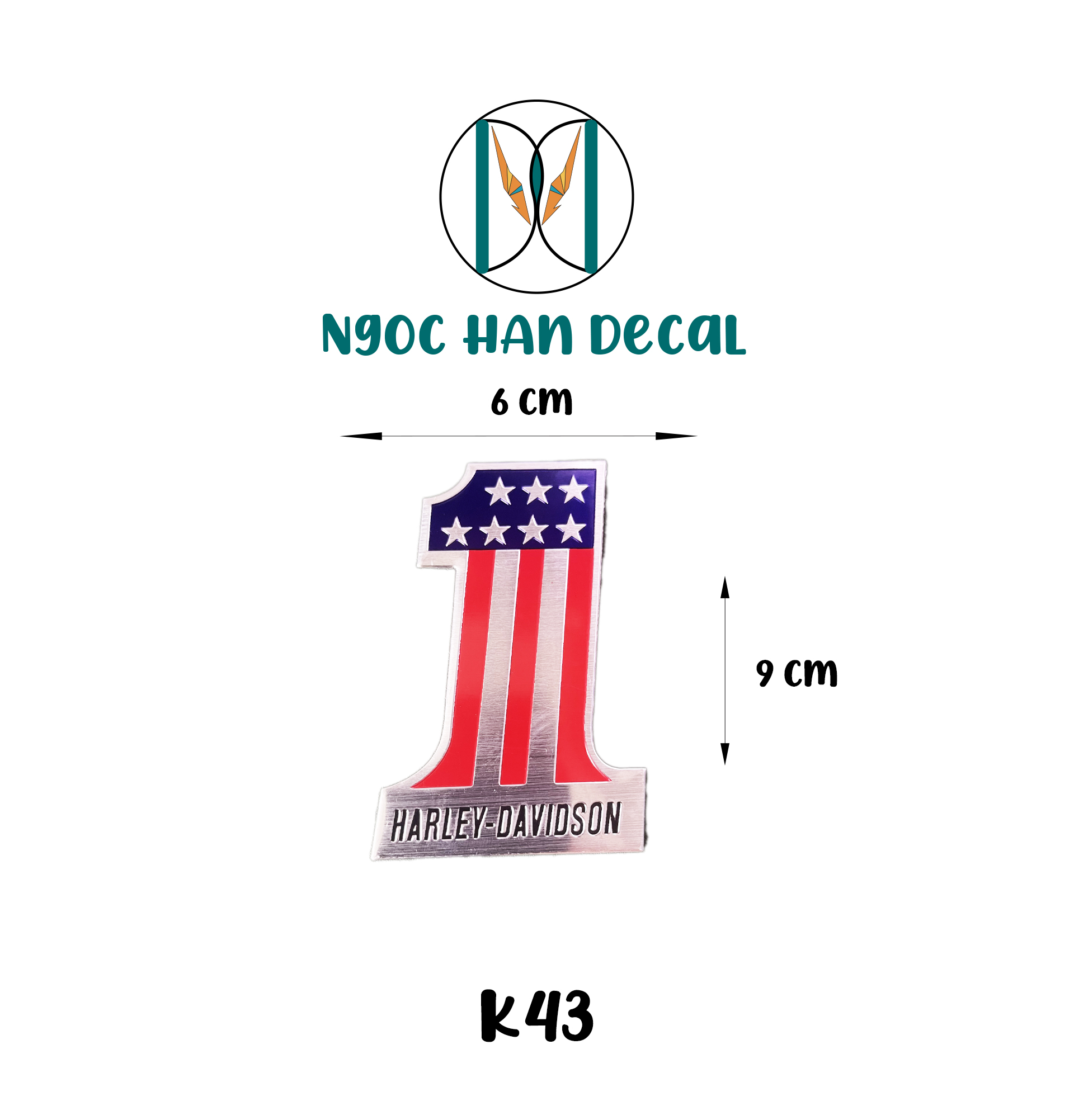 Tem nhôm logo số 1 harley 3d nổi nhựa cứng siêu đẹp k43