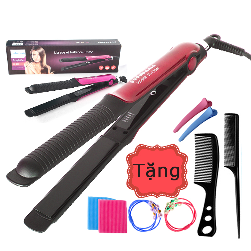 Máy Uốn Duỗi Tóc 999 Kẹp Êm Không Rít Tặng Kèm 9 Phụ Kiện Nóng Nhanh Có 4 Mức Nhiệt Có Thể Điều Chỉnh