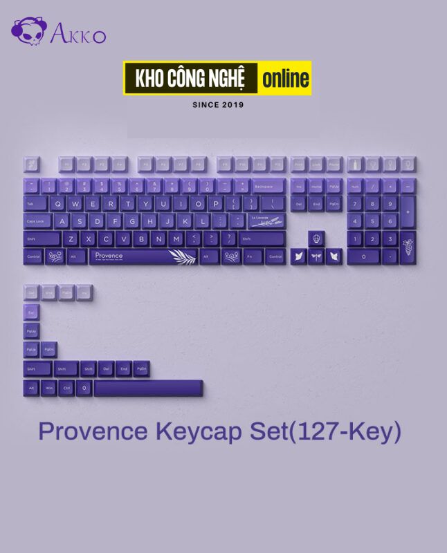 Bộ Keycap AKKO Provence dùng cho bàn phím cơ (PBT Double-Shot / JDA profile / 127 nút)