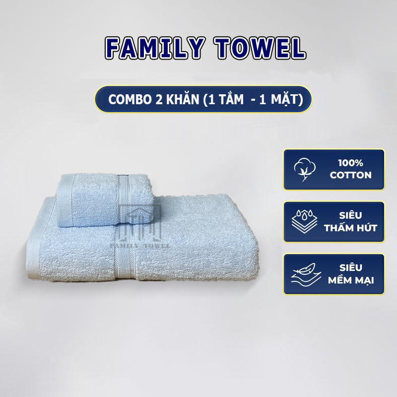 Combo 2: 1 khăn 30x50cm: 1 khăn 60x120cm - khăn tắm siêu thấm nước - dày dặn - thoáng khí - thấm hút - khăn lau mặt - khăn lau nhà