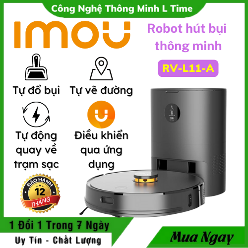Robot hút bụi thông minh imou vacuum cleaner rv - l11-a lực hút 2700pa - tự động đi đổ rác | camera dahua c15 ipc-c15p - bảo hành 12 tháng