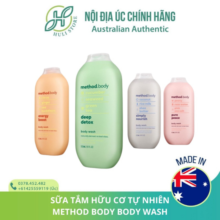 Sữa tắm mùi thơm tự nhiên method body úc 532ml