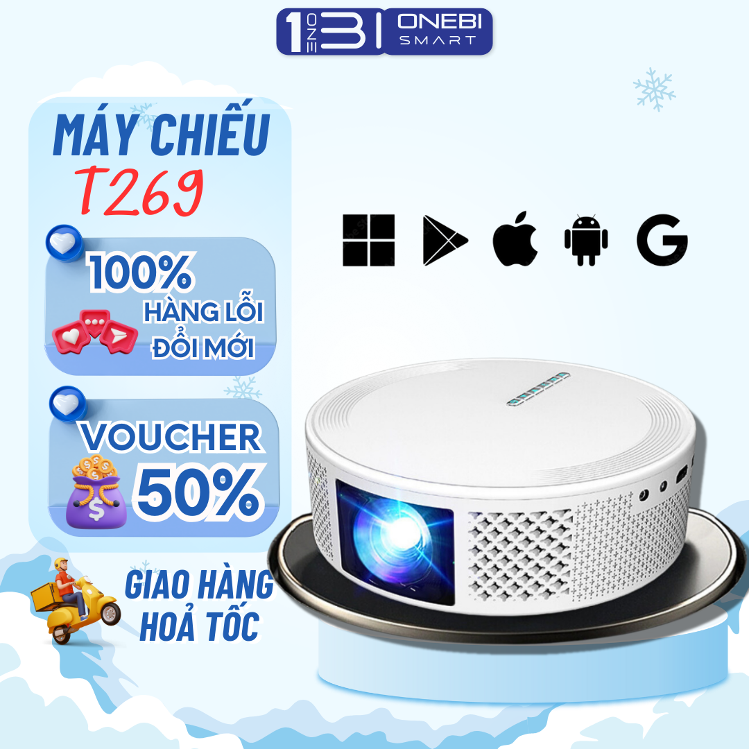 Máy chiếu mini t269 full hd kết nối xem tv, netflix, youtube trực tiếp, kết nối máy tính, điện thoại không dây