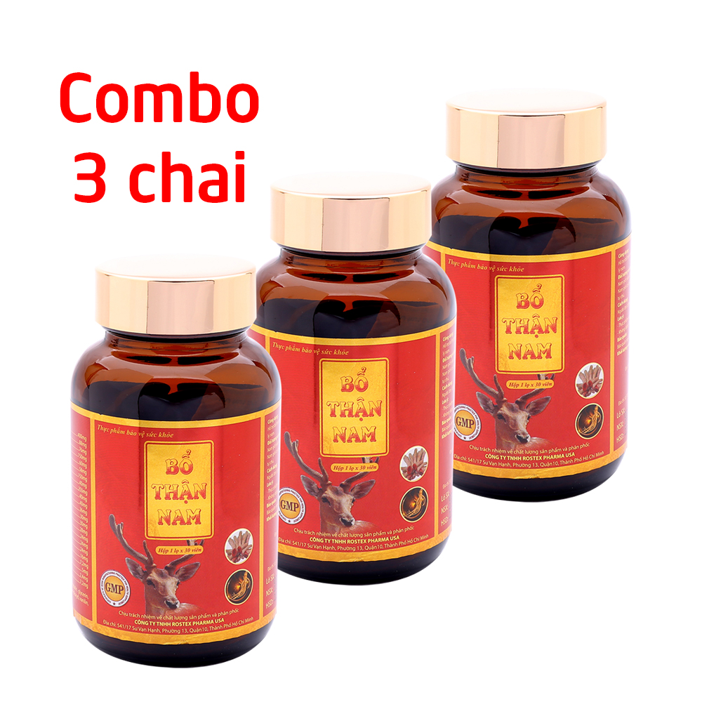 Combo 3 hộp Viên uống tăng cường sinh lý nam Bổ Thận Nam bổ thận tráng dương, mạnh gân cốt - Hộp Nâu 30 viên
