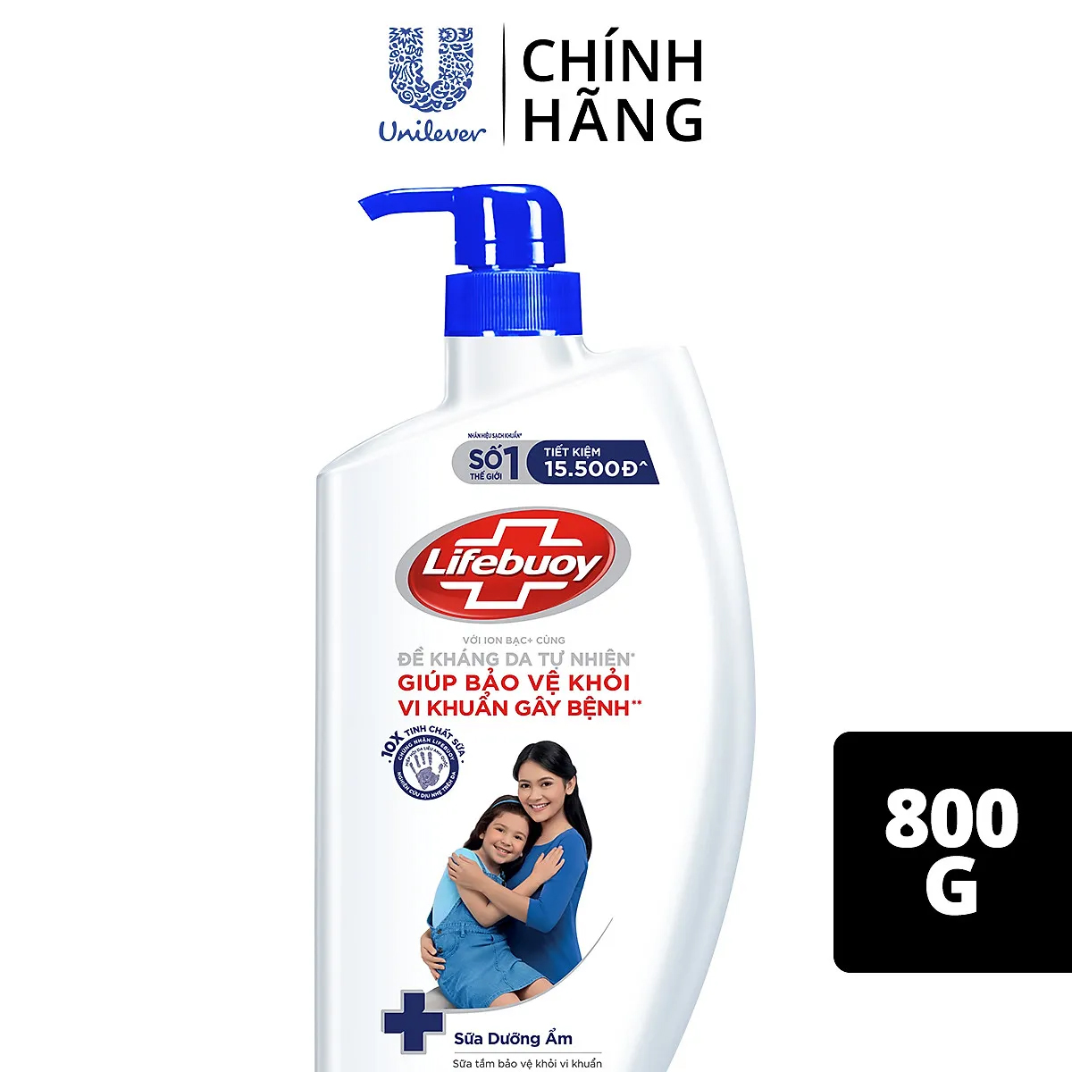 Sữa tắm Lifebuoy chai 800g Chăm sóc da dưỡng ẩm mềm mịn giúp bảo vệ khỏi 99.9% vi khuẩn và ngăn ngừa vi khuẩn lây lan trên da