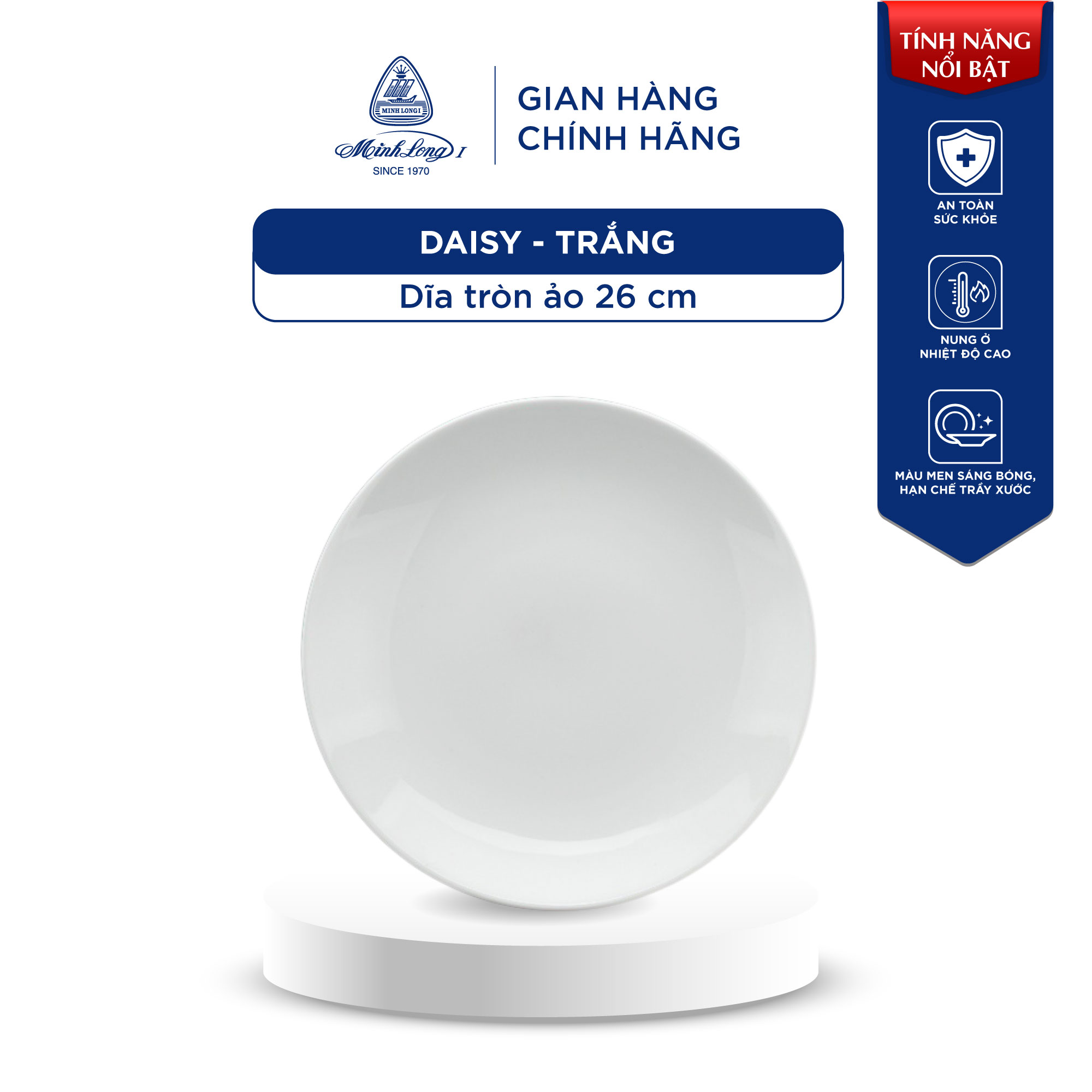 Tô, chén, dĩa sứ cao cấp minh long - daisy - trắng