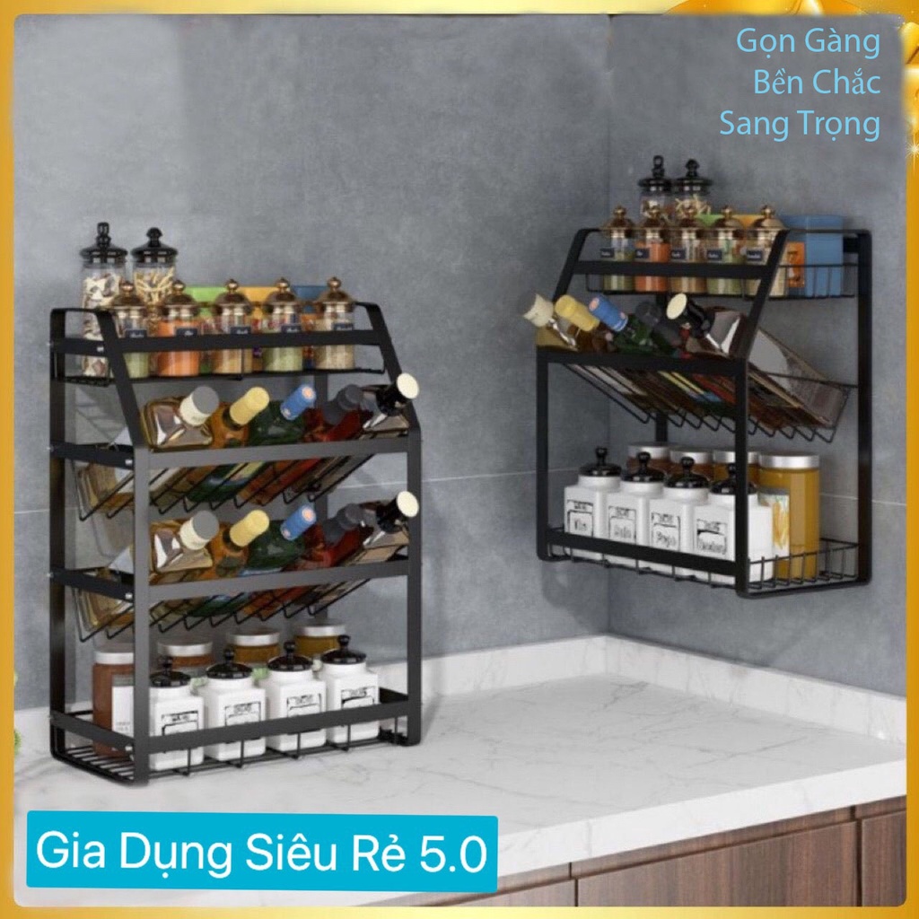 Kệ Nghiêng Đựng Gia Vị Nhà Bếp 4 tầng Thép Carbon cao cấp Tĩnh Điện