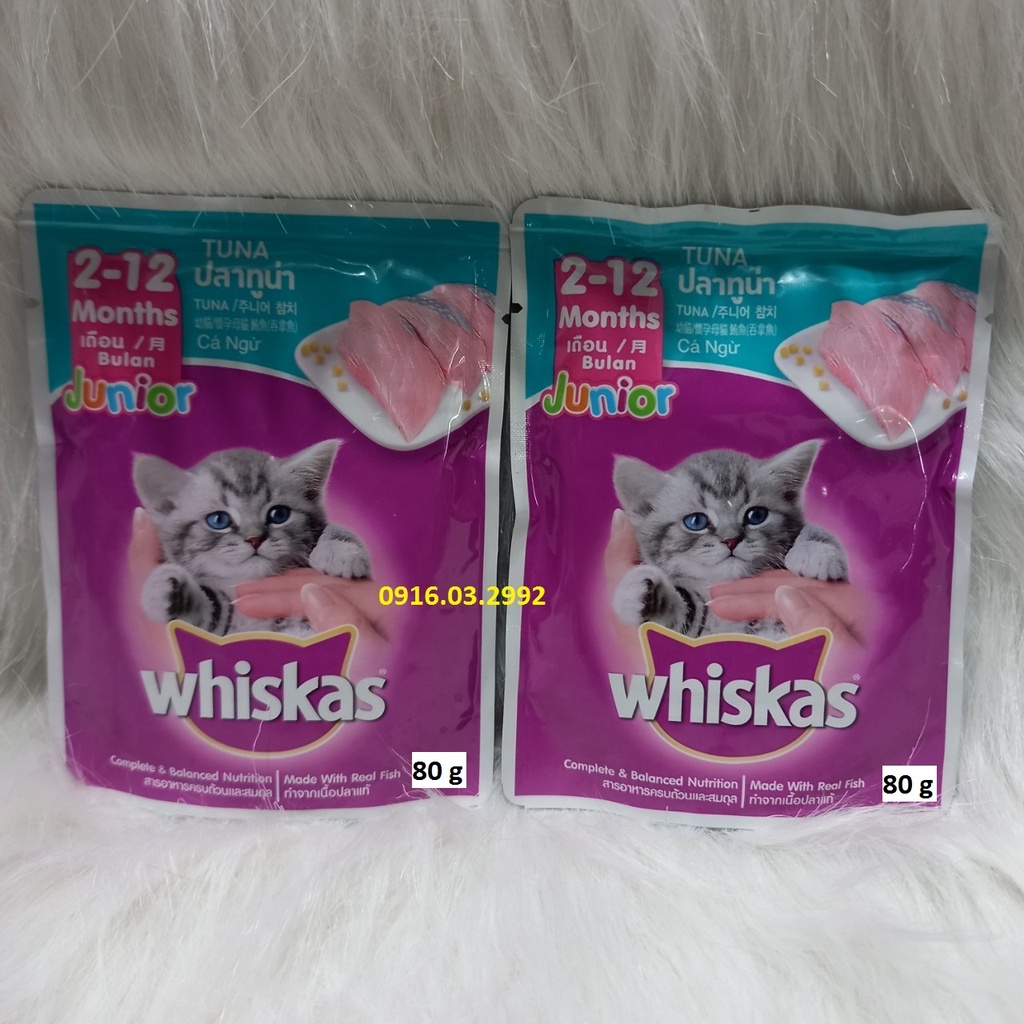 Pate cho mèo con Whiskas hộp 24 gói 80gr