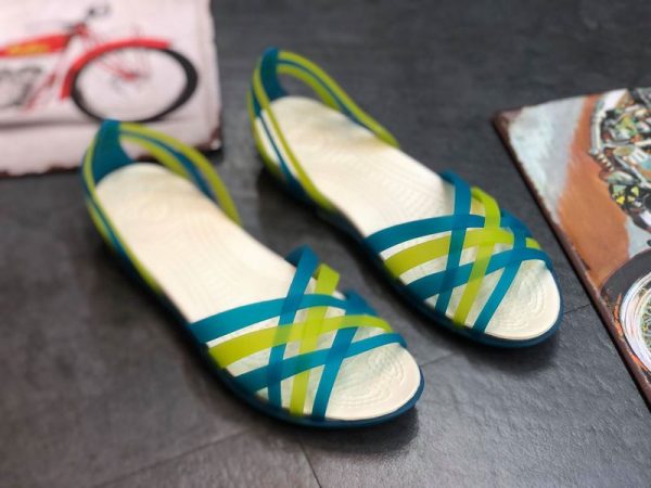 SANDAL NHỰA ĐI MƯA -CROCS- HUARACHE FLAT MÀU XANH DA TRỜI