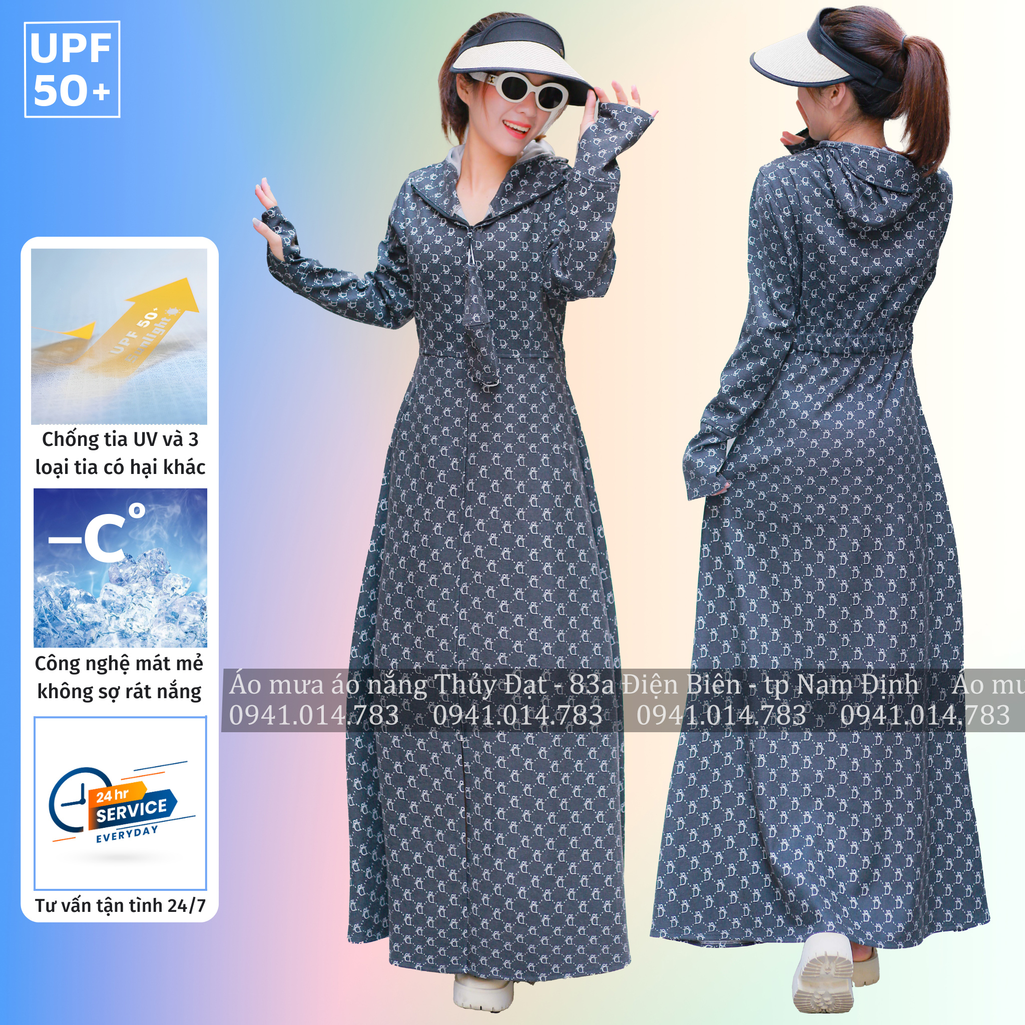 Áo chống nắng dáng dài dày dặn chất liệu Umi cao cấp dành cho nữ