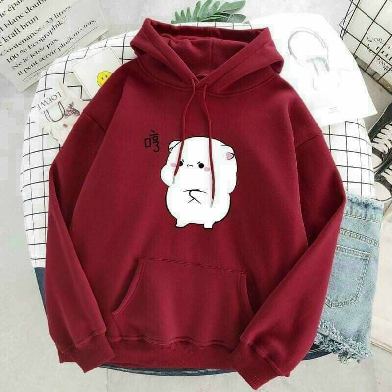 ÁO HOODIE UNISEX ÁO KHOÁC NỮ VẢI NỈ DÀY MỊN TRÒNG ĐẦU MŨ LIỀN IN HÌNH HOẠT HÌNH SIÊU DỄ THƯƠNG