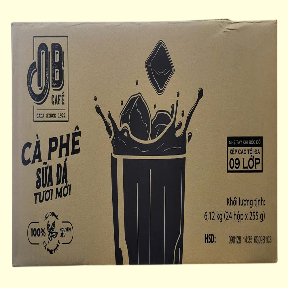 THÙNG 24 HỘP x 255g + CÀ PHÊ SỮA ĐÁ TƯƠI MỚI ÔNG BẦU Fresh Iced Milk Coffee (HALAL)