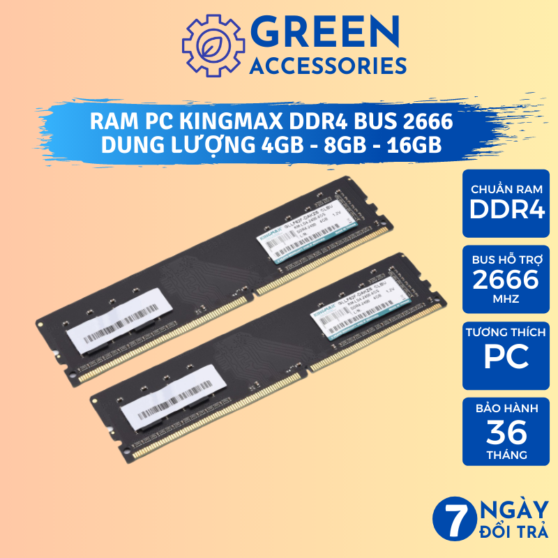 Ram PC DDR4 KingMax 16GB 8GB 4GB Bus 2666 Mhz - Nâng cấp máy tính - Bảo hành 3 Năm - Hàng Nhập Khẩu
