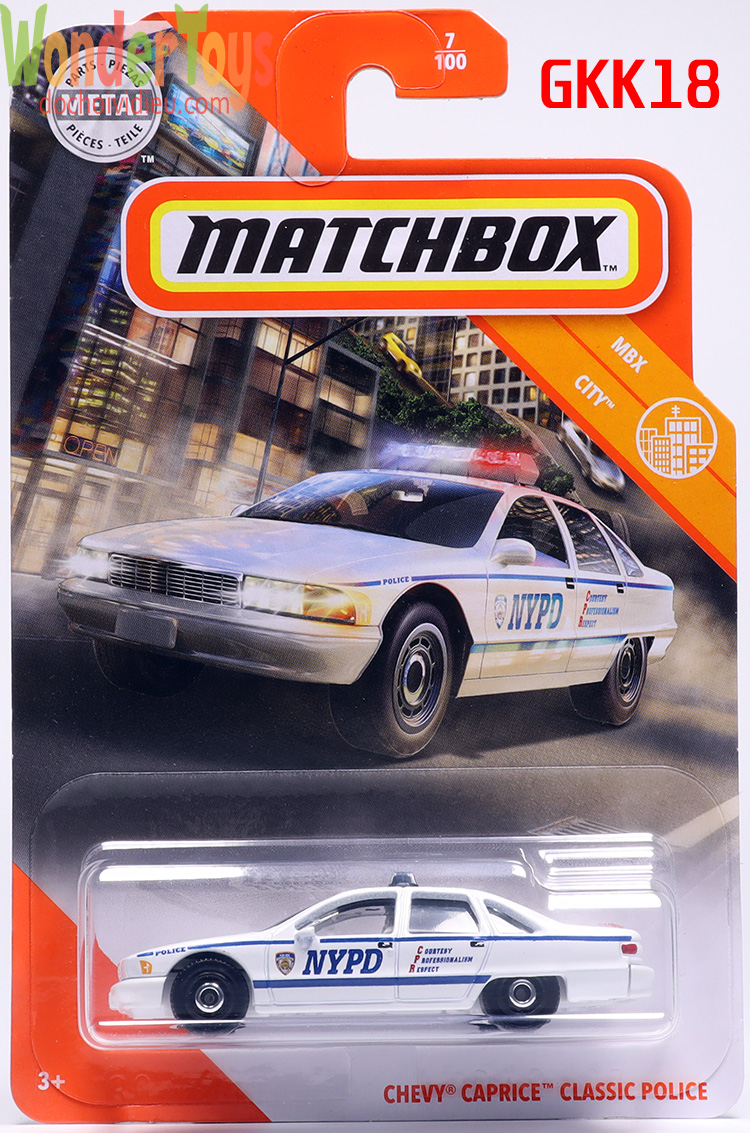 Xe mô hình matchbox chevy caprice classic police - mbx city - 2020 - gkk18