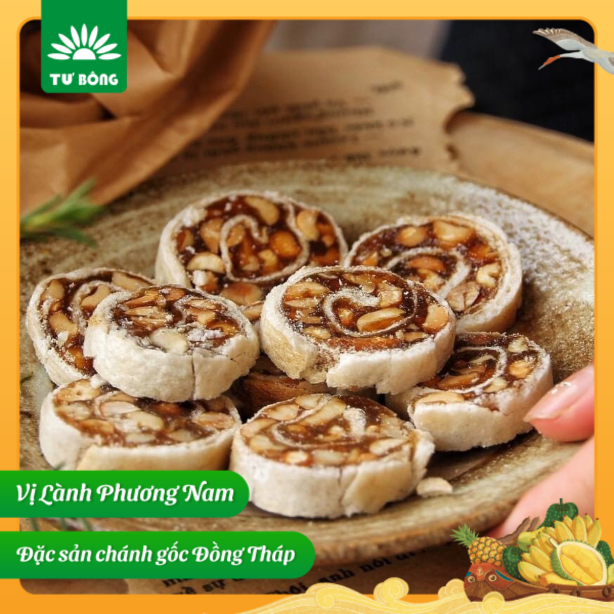 Me Cuộn - Làm Từ Trái Cây Miền Tây, Ít Đường, Dẻo Giòn - Đặc Sản Chánh Gốc Đồng Tháp - Tư Bông