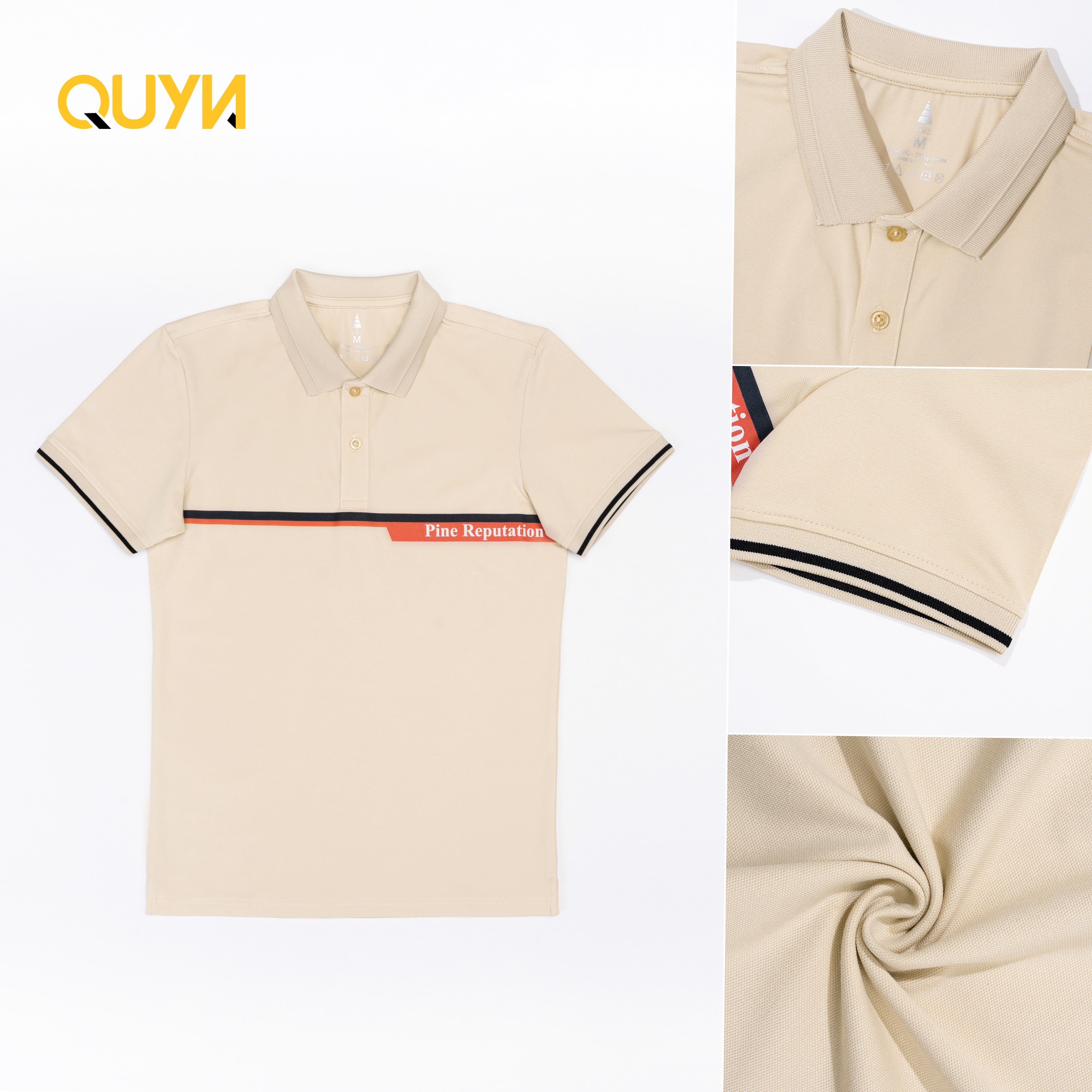 Áo Polo Nam màu Be RP ngắn tay cổ bẻ chất liệu cotton CVC co giãn 4 chiều mềm mát lên form đẹp kiểu dáng Basic