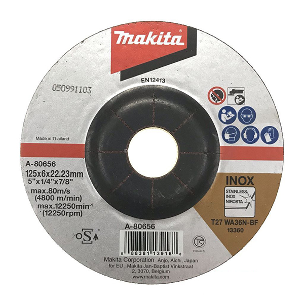 Đá mài cho inox 125 x 6 x 22.23mm makita a-80656